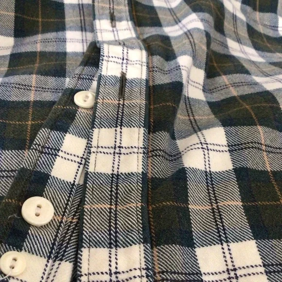 Barbour Cream and Green Plaid Flannel Shirt L Slim - Picture 4 of 15